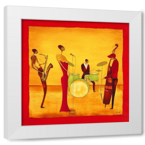 Jazz Band White Modern Wood Framed Art Print by Ona