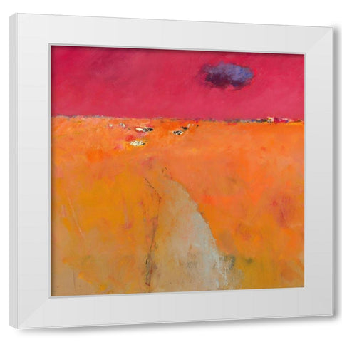 Landscape in orange and red White Modern Wood Framed Art Print by Groenhart, Jan