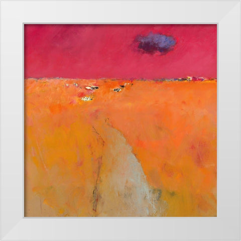 Landscape in orange and red White Modern Wood Framed Art Print by Groenhart, Jan