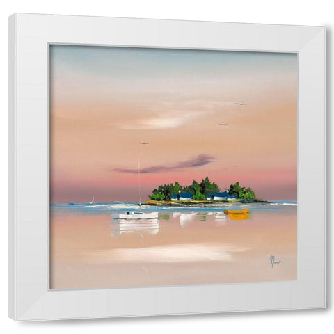 Soleil couchant sur le golfe 2 White Modern Wood Framed Art Print by Flanet, Frederic