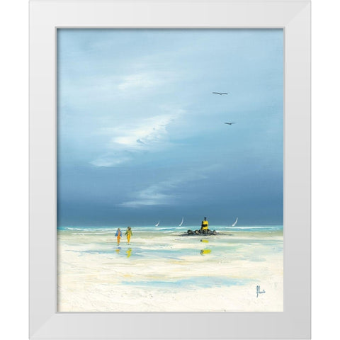 Pecheur a pied 1 White Modern Wood Framed Art Print by Flanet, Frederic