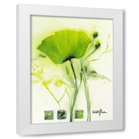 Coquelicot vert I White Modern Wood Framed Art Print by Marthe