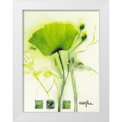 Coquelicot vert I White Modern Wood Framed Art Print by Marthe