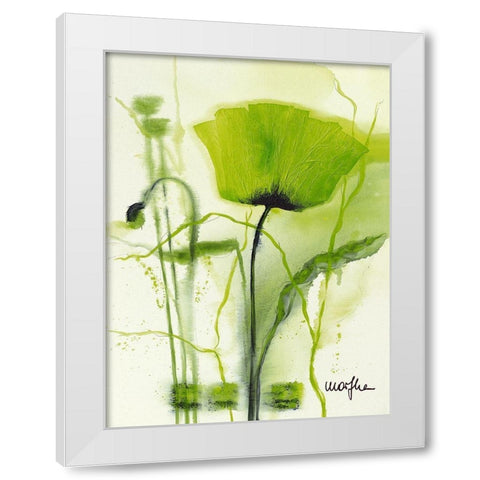 Coquelicot vert II White Modern Wood Framed Art Print by Marthe