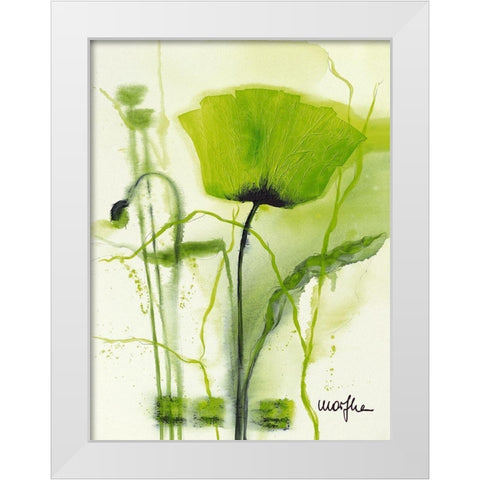 Coquelicot vert II White Modern Wood Framed Art Print by Marthe