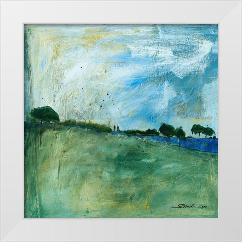 Blue Landscape White Modern Wood Framed Art Print by Scherk, Gabriele