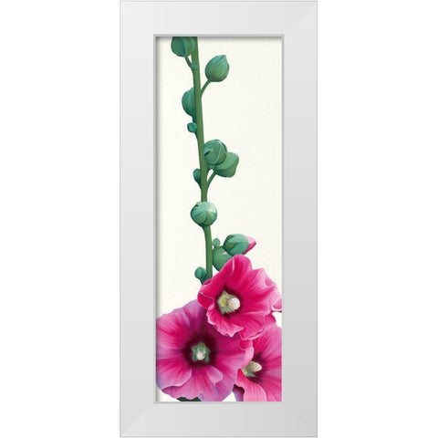 Pink Hollyhock III White Modern Wood Framed Art Print by Andrew, Stephanie