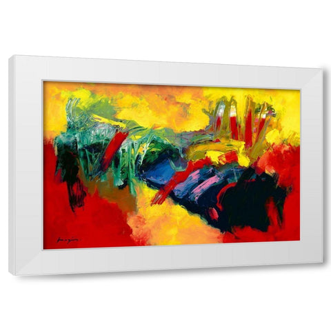 Rouge - Jaune I White Modern Wood Framed Art Print by Magis, Pascal