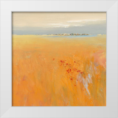 Flowers in the meadow White Modern Wood Framed Art Print by Groenhart, Jan