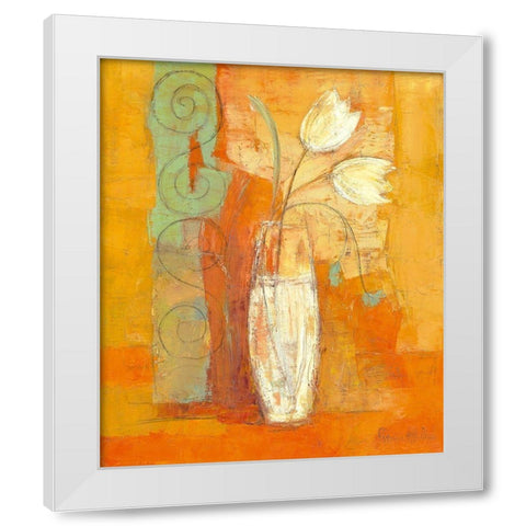 Tulipes White Modern Wood Framed Art Print by Pivier-Attolini, Regine