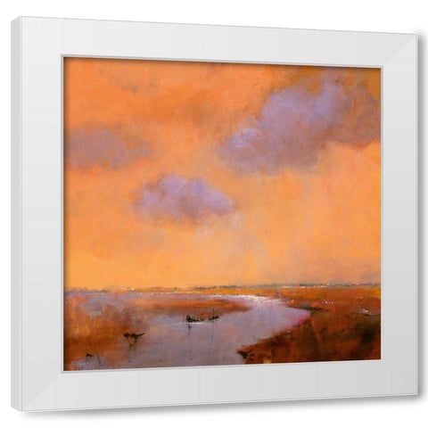 Evening Sky White Modern Wood Framed Art Print by Groenhart, Jan