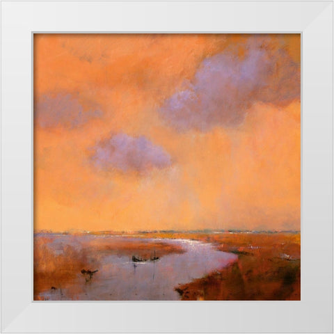 Evening Sky White Modern Wood Framed Art Print by Groenhart, Jan