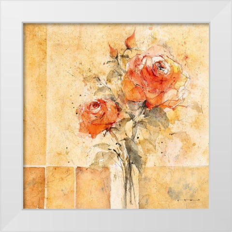 Roses V White Modern Wood Framed Art Print by ROMO-Rolf Morschhauser