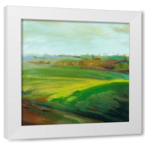 Champs verts White Modern Wood Framed Art Print by Mazur-Devaux, Ewa