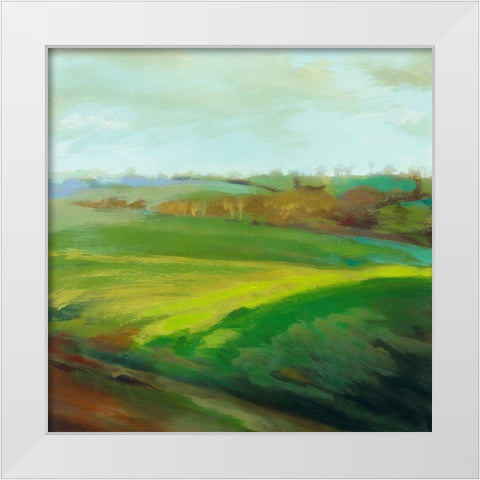 Champs verts White Modern Wood Framed Art Print by Mazur-Devaux, Ewa