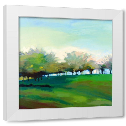 Champs de pommiers White Modern Wood Framed Art Print by Mazur-Devaux, Ewa