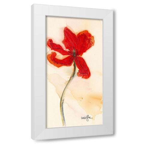 Tulipe III White Modern Wood Framed Art Print by Marthe