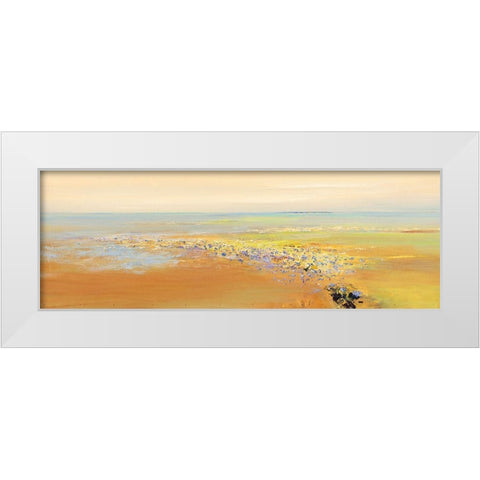 Pink Flowers White Modern Wood Framed Art Print by Groenhart, Jan