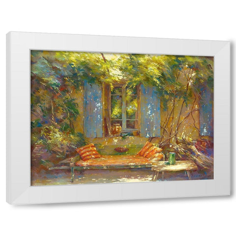 Sieste au sabot rouge White Modern Wood Framed Art Print by Messely, Johan