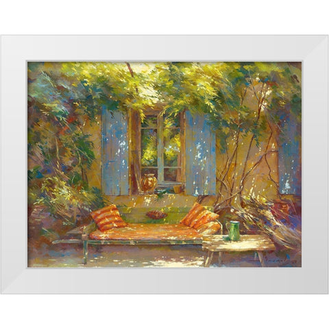 Sieste au sabot rouge White Modern Wood Framed Art Print by Messely, Johan