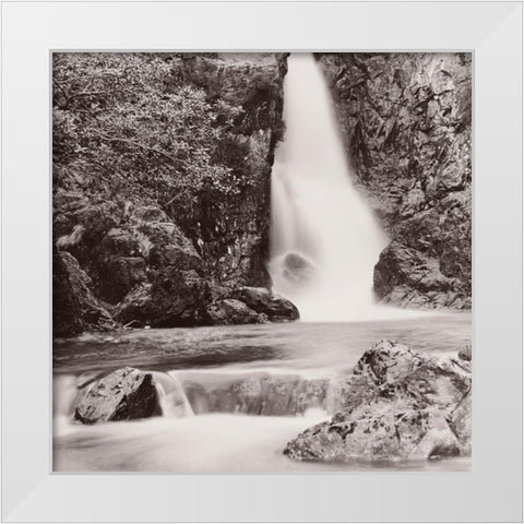 Ling Cove Falls-Lake District-England White Modern Wood Framed Art Print by Butcher, Dave