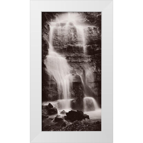 Waterfall Swallet-Peak District,England White Modern Wood Framed Art Print by Butcher, Dave