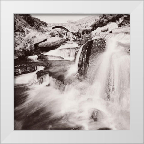 Three Shires Head Falls-Peak District White Modern Wood Framed Art Print by Butcher, Dave