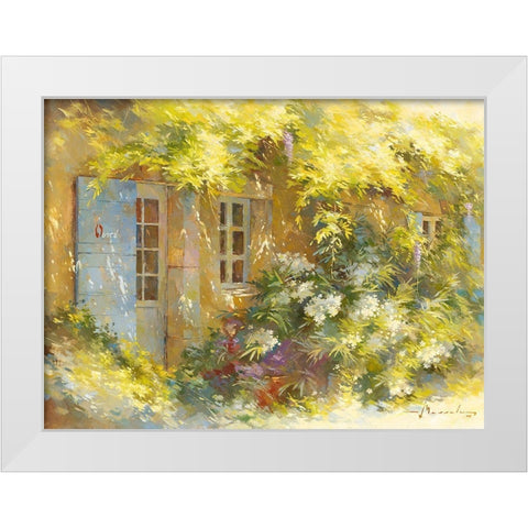 Le laurier blanc White Modern Wood Framed Art Print by Messely, Johan