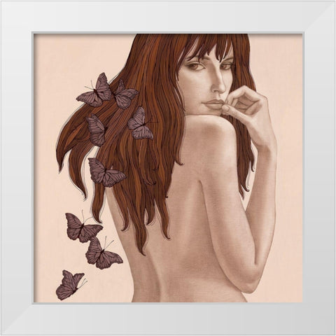 Papillons White Modern Wood Framed Art Print by Gouskova, Olga