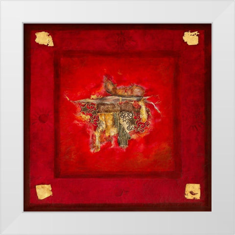 Rouge baiser White Modern Wood Framed Art Print by Perinciolo Duluc, Lyne