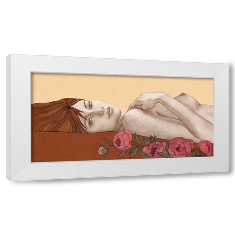 Peonies White Modern Wood Framed Art Print by Gouskova, Olga