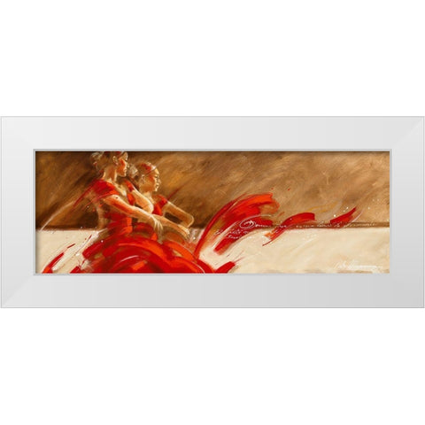 Duo in Red White Modern Wood Framed Art Print by Meijering, Kitty