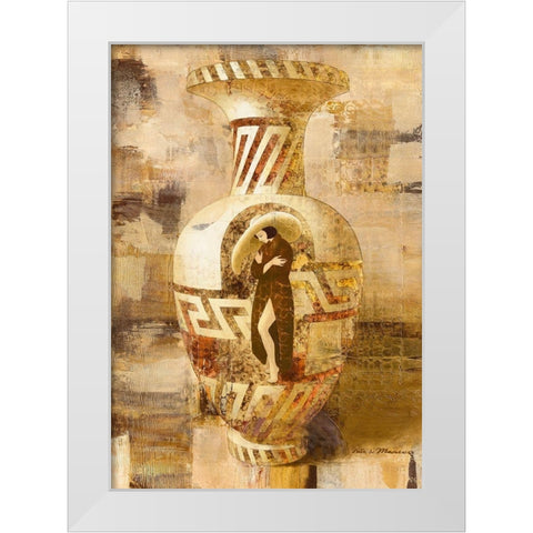 With a Hat White Modern Wood Framed Art Print by Juta and Mareks