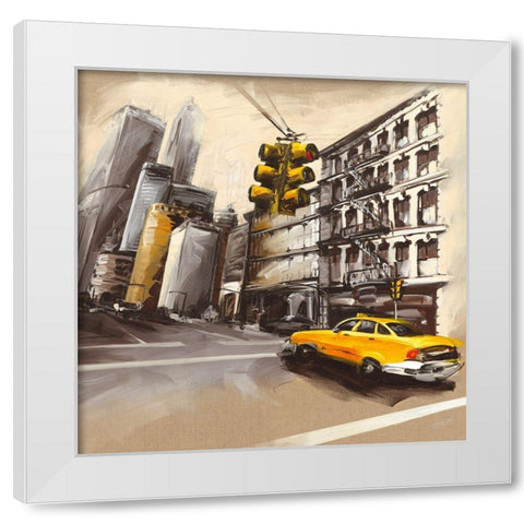 New York - Feu Rouge I White Modern Wood Framed Art Print by Blondel, Sandrine