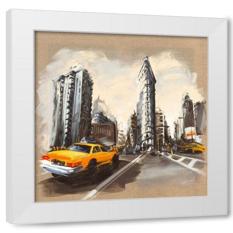 New York - Flatiron Building White Modern Wood Framed Art Print by Blondel, Sandrine