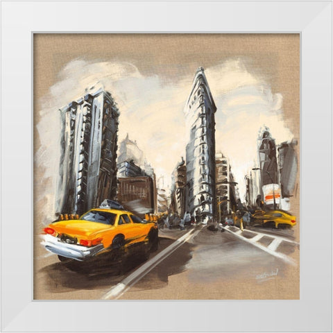 New York - Flatiron Building White Modern Wood Framed Art Print by Blondel, Sandrine