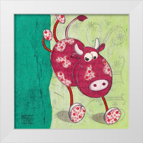 Magguy White Modern Wood Framed Art Print by Dahan, Sushila