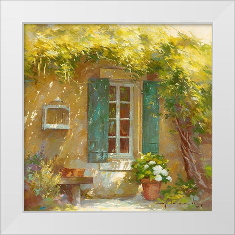 Sous la tonnelle White Modern Wood Framed Art Print by Messely, Johan