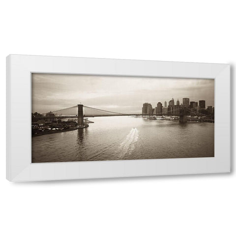 Brooklyn Bridge at Dawn White Modern Wood Framed Art Print by Butcher, Dave