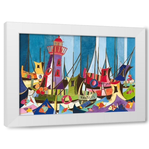 Tempete de Joie sur Erquy White Modern Wood Framed Art Print by Wentzeis, Martine