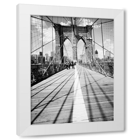 Brooklyn Bridge Tower and Cables #1 White Modern Wood Framed Art Print by Butcher, Dave