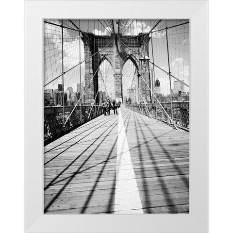 Brooklyn Bridge Tower and Cables #1 White Modern Wood Framed Art Print by Butcher, Dave