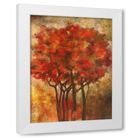 Arbres Rouges White Modern Wood Framed Art Print by Gack, Jean-Pierre