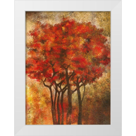 Arbres Rouges White Modern Wood Framed Art Print by Gack, Jean-Pierre
