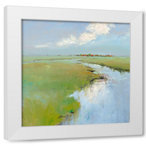 Water and Land White Modern Wood Framed Art Print by Groenhart, Jan