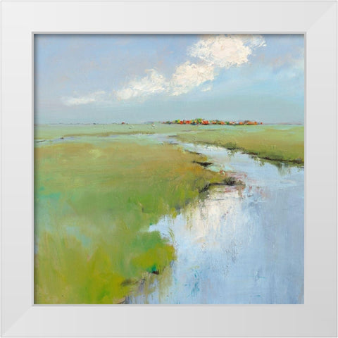 Water and Land White Modern Wood Framed Art Print by Groenhart, Jan