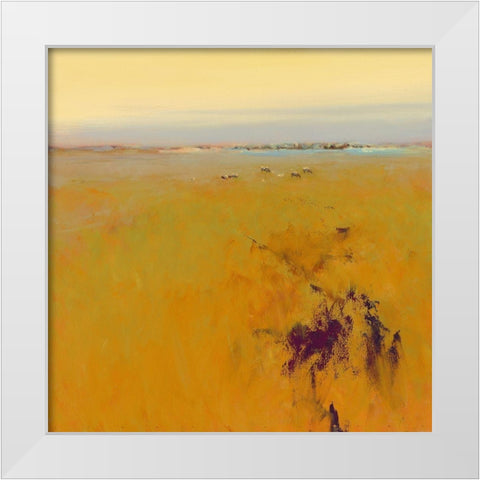 Meadow in warm Colors White Modern Wood Framed Art Print by Groenhart, Jan