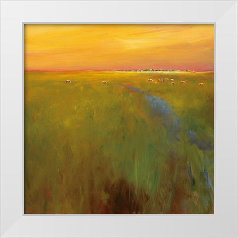 Golden Glow White Modern Wood Framed Art Print by Groenhart, Jan
