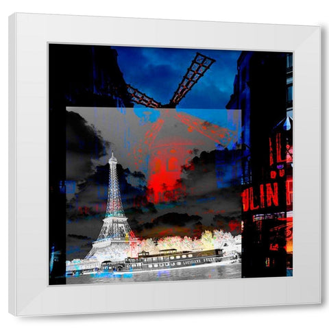 Paris Moulin Rouge White Modern Wood Framed Art Print by Mereditt.f