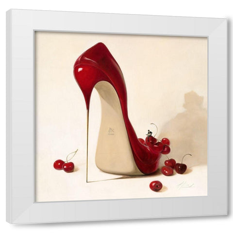 Cherry Love White Modern Wood Framed Art Print by Panasenko, Inna
